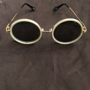 Unisex  White/Gold Trim Vintage mirror sunglasses